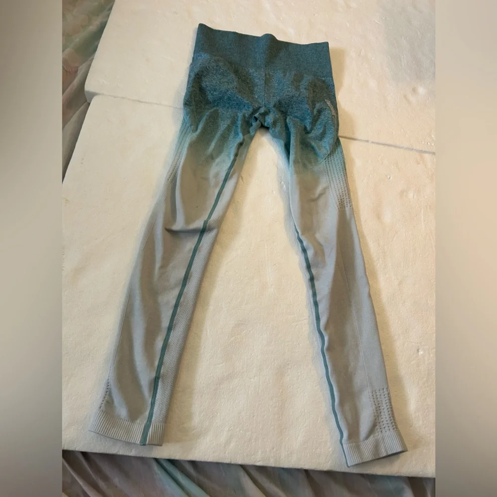 Gymshark teal white ombré seamless workout leggings sweat wicking high rise - Picture 8 of 12